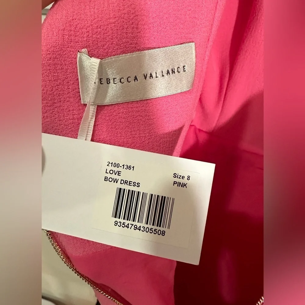 NWT Rebecca Vallance Love One Bow Shoulder Dress Pink 4